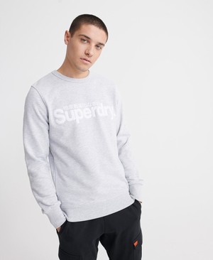 Superdry Core Logo Faux Suede Loopback Férfi Pulóver Fehér | KMYUI2054